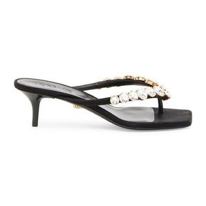Versace
Women's Black La Vacanza 45mm Jewel-embellished Satin Sandals